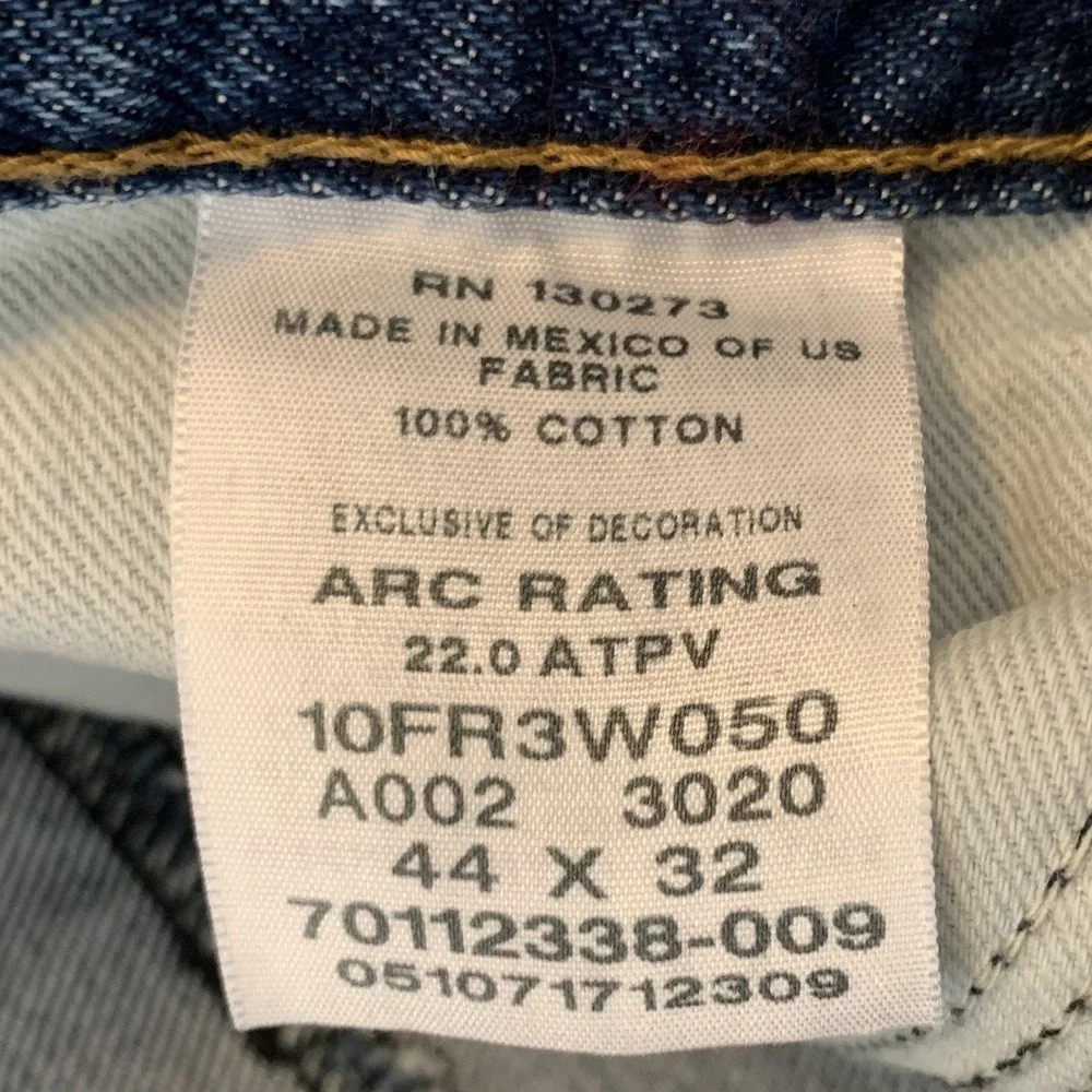 Wrangler FR Riggs Jeans Mens 44x32 Blue Flame Resistant Workwear CAT2 2112 Denim